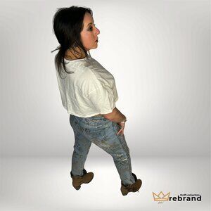 Gold Floral Jeans -"Frank Lyman" -Metallic Botanical Print Size- 34/L (2012-2016